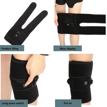 Knee Heating Pad, Heated Knee Brace Wrap with 3 Adjustable Temperature & Herbal Bags, Electric Heat Knee Wrap Support, Joint Pain & Arthritis Pain Relief, for Men and Women, Black